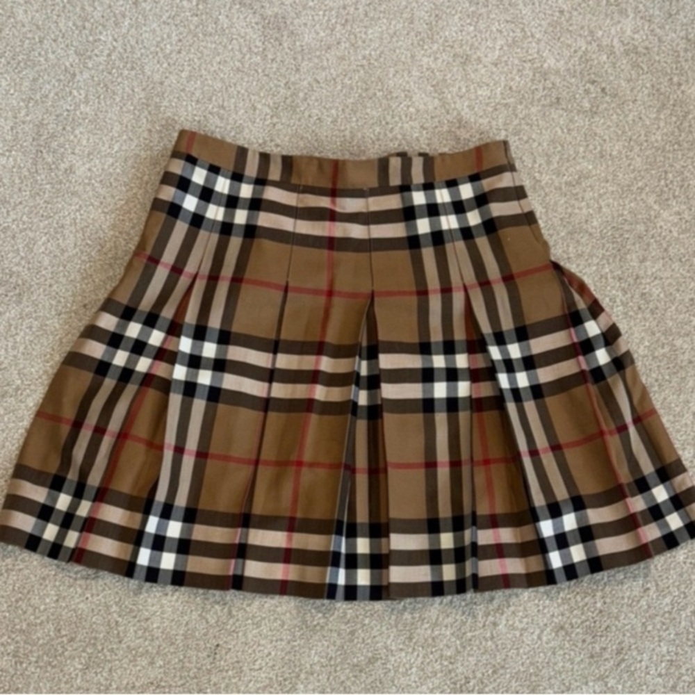 Burberry Tan and Black Plaid A-Line Skirt